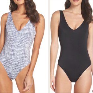 LEITH Plunge Reversible One-Piece Swimsuit Sz S